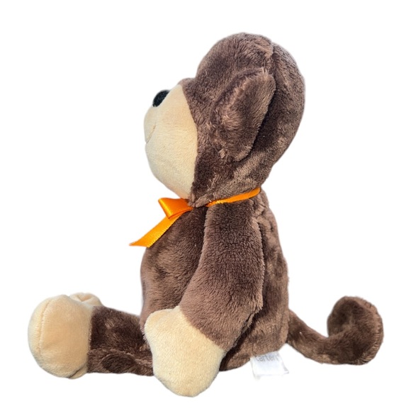 CARTER'S BABY BROWN MONKEY ORANGE BOW STUFFED ANIMAL PLUSH TOY LOVEY # 41378 - Picture 2 of 7